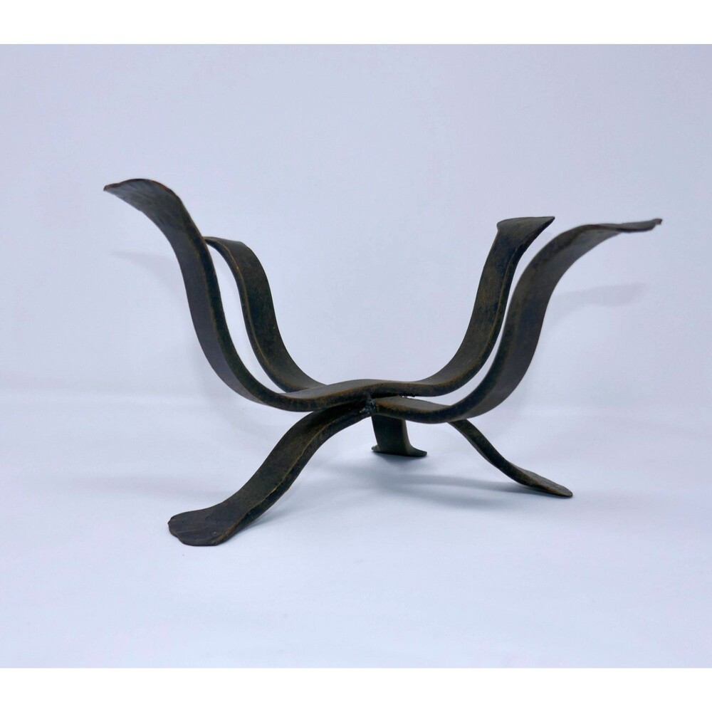 Mesa International Wrought Iron Bowl Stand Brutalist Hand Forged Vintage Base
